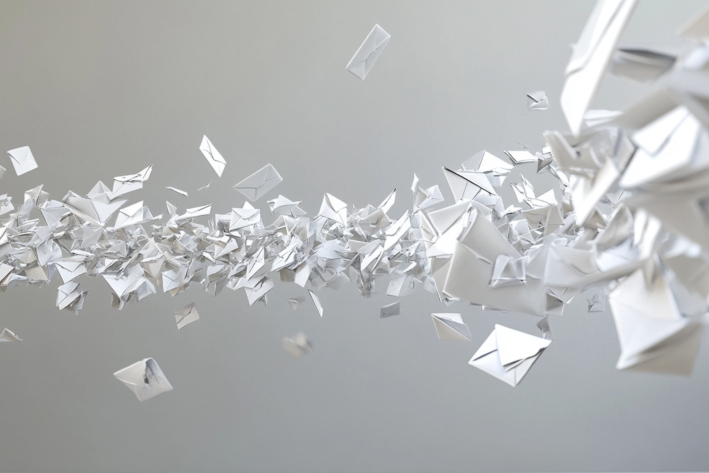 A flow of emails following a path